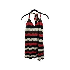 Judith March Sz Small Crochet Halter Sleeveless Striped Dress